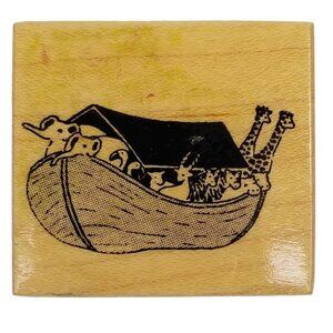 PSX 1987 Vintage Noah's Ark Rubber Stamp Scrapbooking Elephant Giraffe Animals